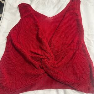 SHEIN Red Twist Knit Tank Top